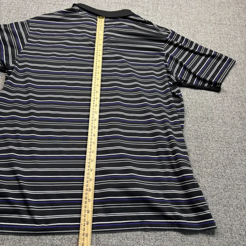 Adidas Golf ClimaCool‎ Mens XL Black Striped Short Sleeve Polo Shirt X22480